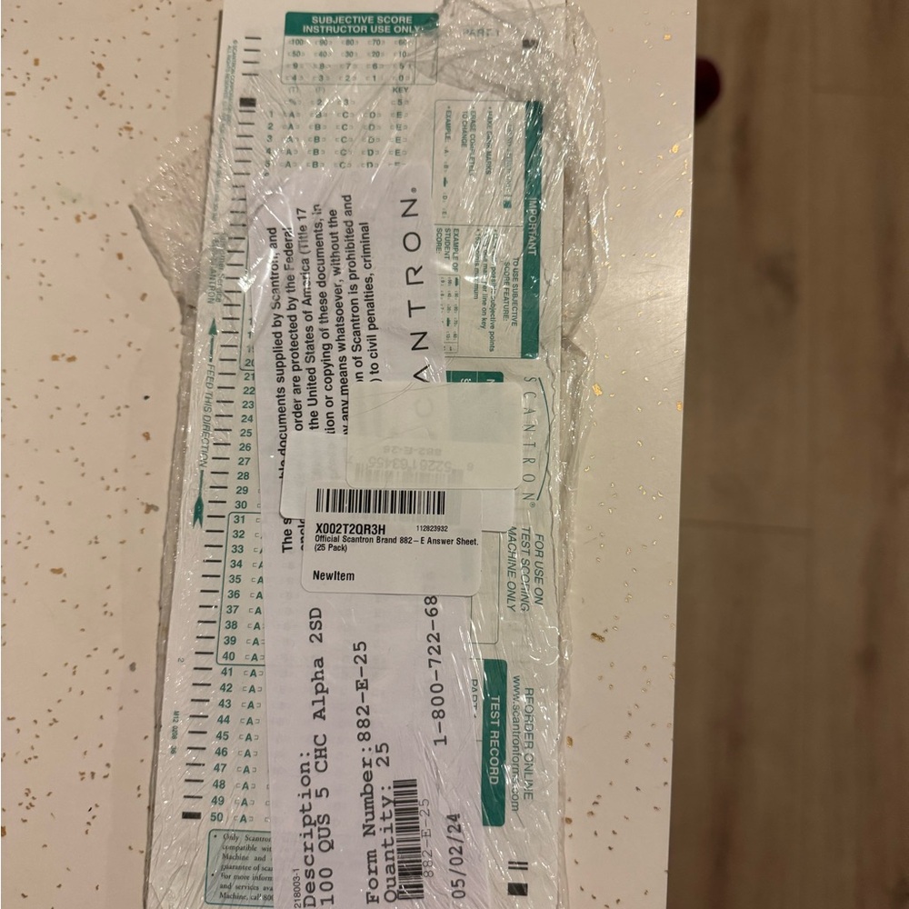 Scantron Exam Sheets Pack